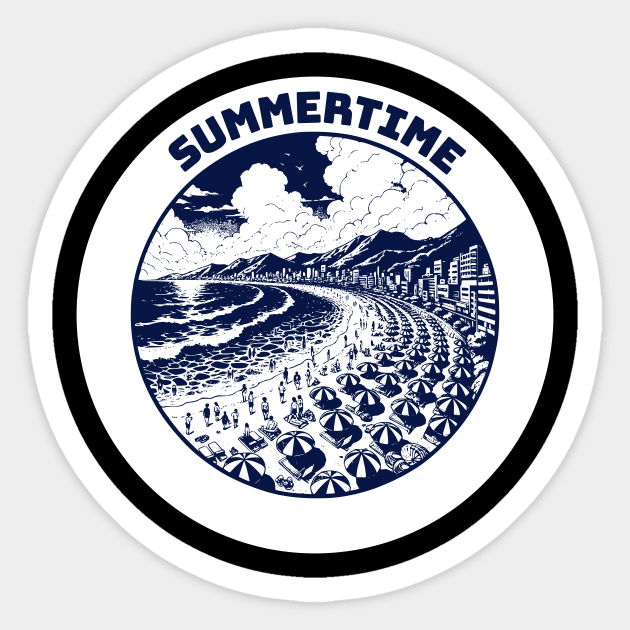 summertime sunset beach illustration Sticker by Dracoola